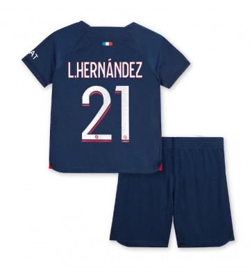 Paris Saint-Germain Lucas Hernandez #21 Replika Babytøj Hjemmebanesæt Børn 2023-24 Kortærmet (+ Korte bukser)